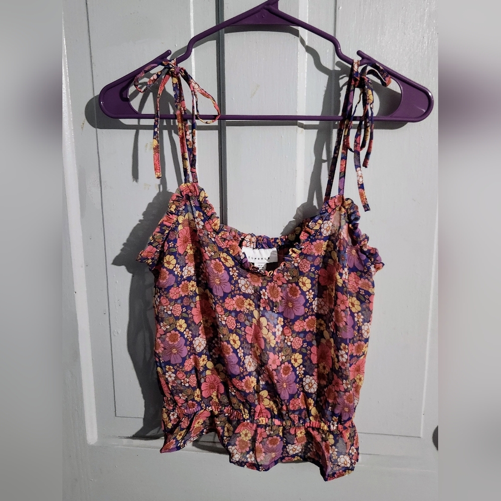 Topshop Multicolor Floral Tank Top